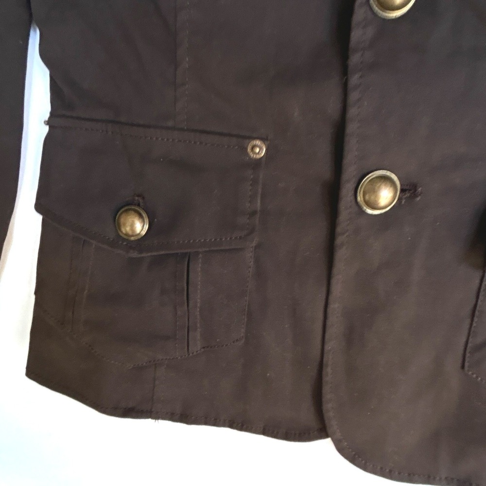 VTG Military Blazer Jacket Women M Gold Metal Buttons Epaulets Utility Cargo Y2k - Picture 7 of 12